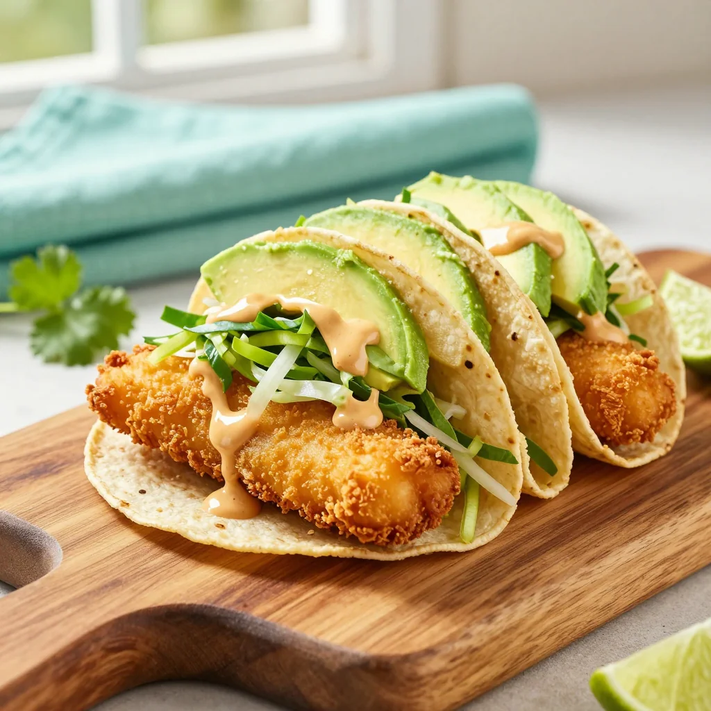 Crispy Air Fryer Fish Tacos with Cilantro Lime Slaw