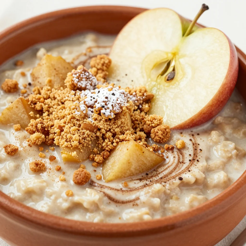 Warm Apple and Cinnamon Oatmeal with a Crumble Crunch