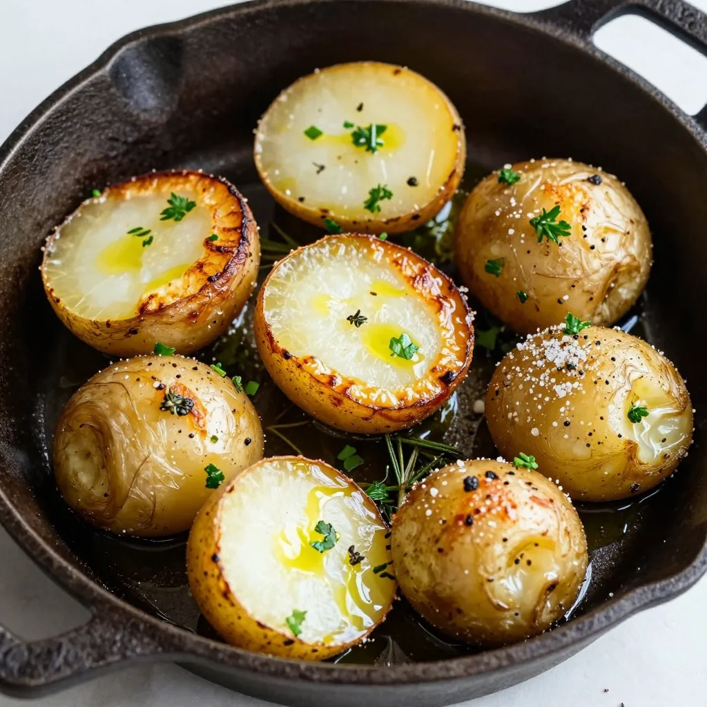 warm garlic and herb roasted turnips with potatoes for cozy dinners