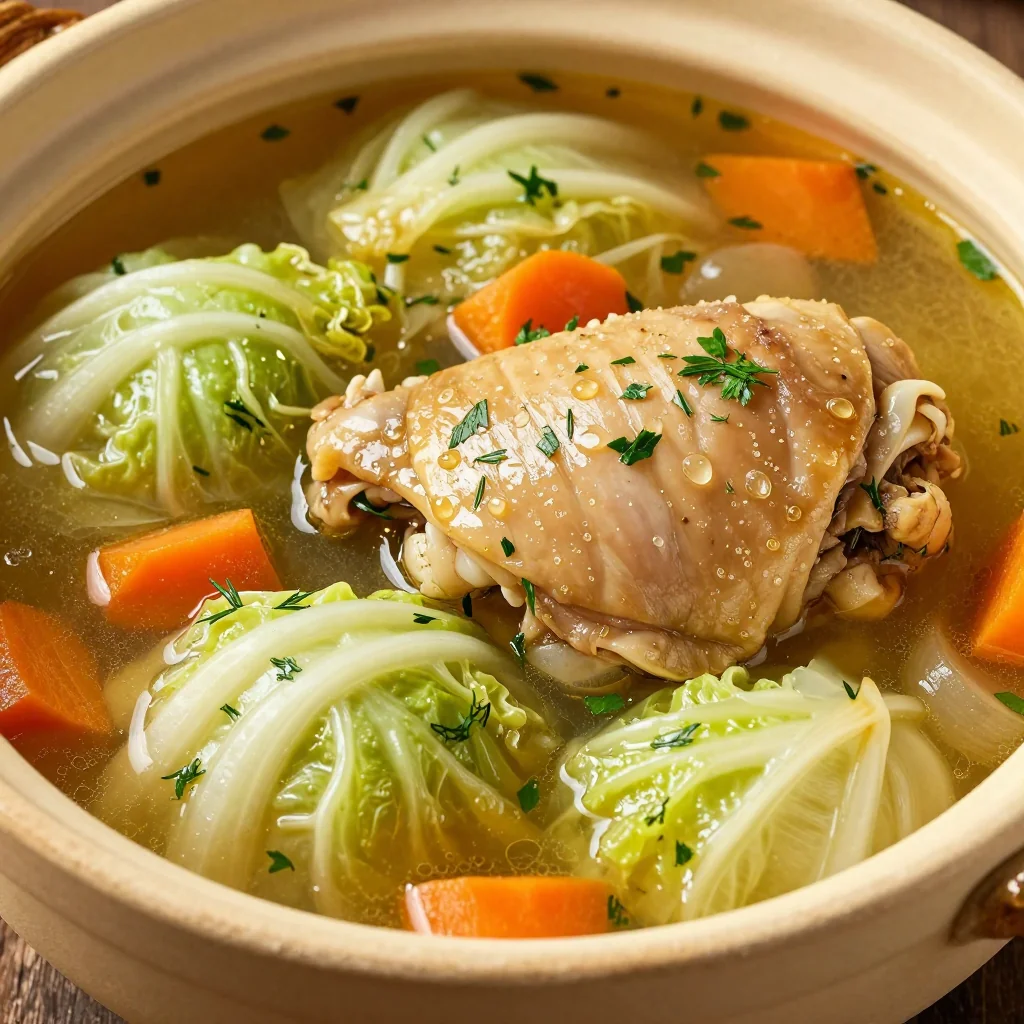 cozy slow cooker chicken and cabbage stew with fresh herbs