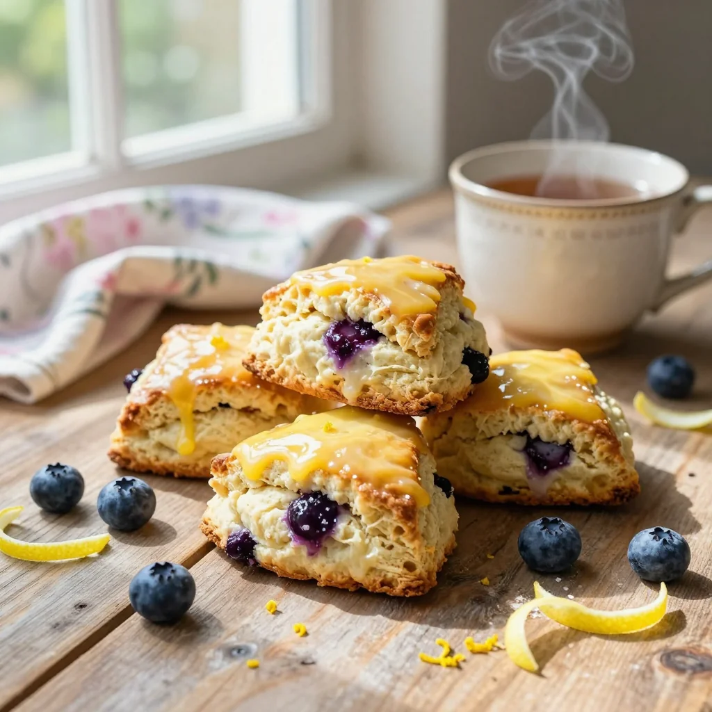 Lemon Blueberry Scones with Glaze