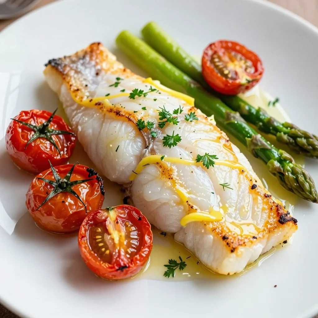 Low Calorie Lemon Herb Cod with Roasted Tomatoes