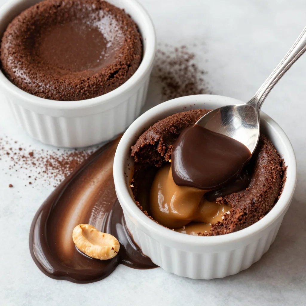 Indulgent Slow Cooker Chocolate Peanut Butter Lava Cakes