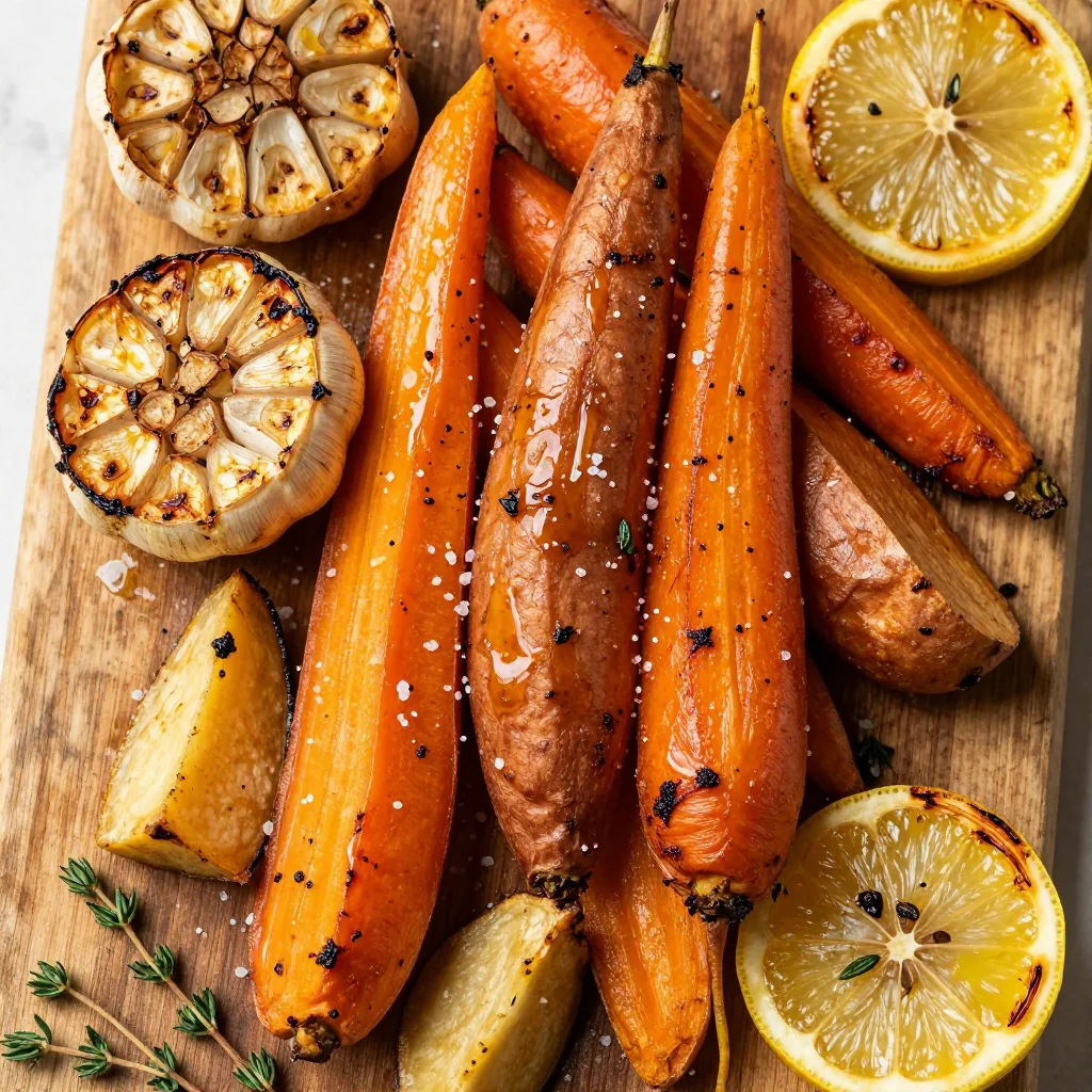 batch cook roasted root vegetables with lemon and garlic for meals