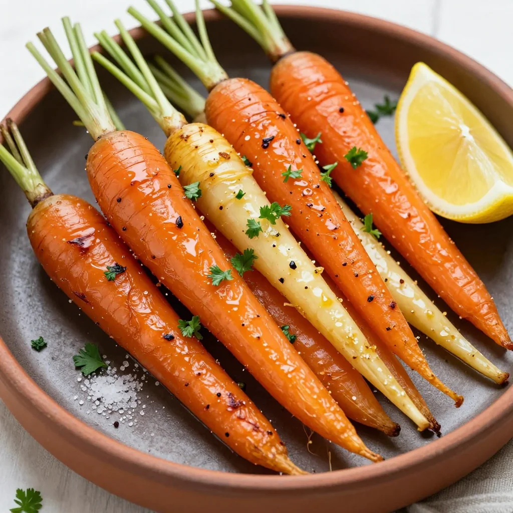 healthy lemon garlic roasted carrots and parsnips for family lunches