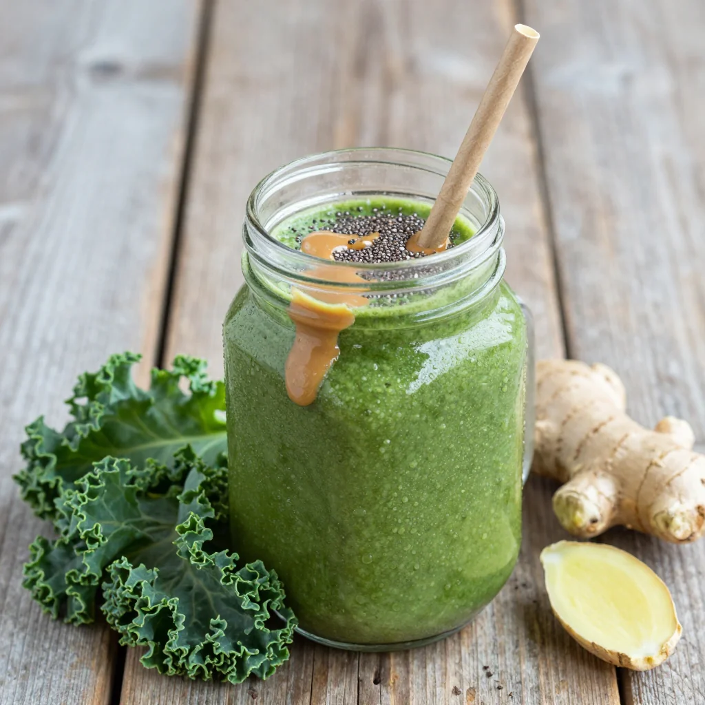Winter Detox Breakfast Smoothie with Kale and Ginger