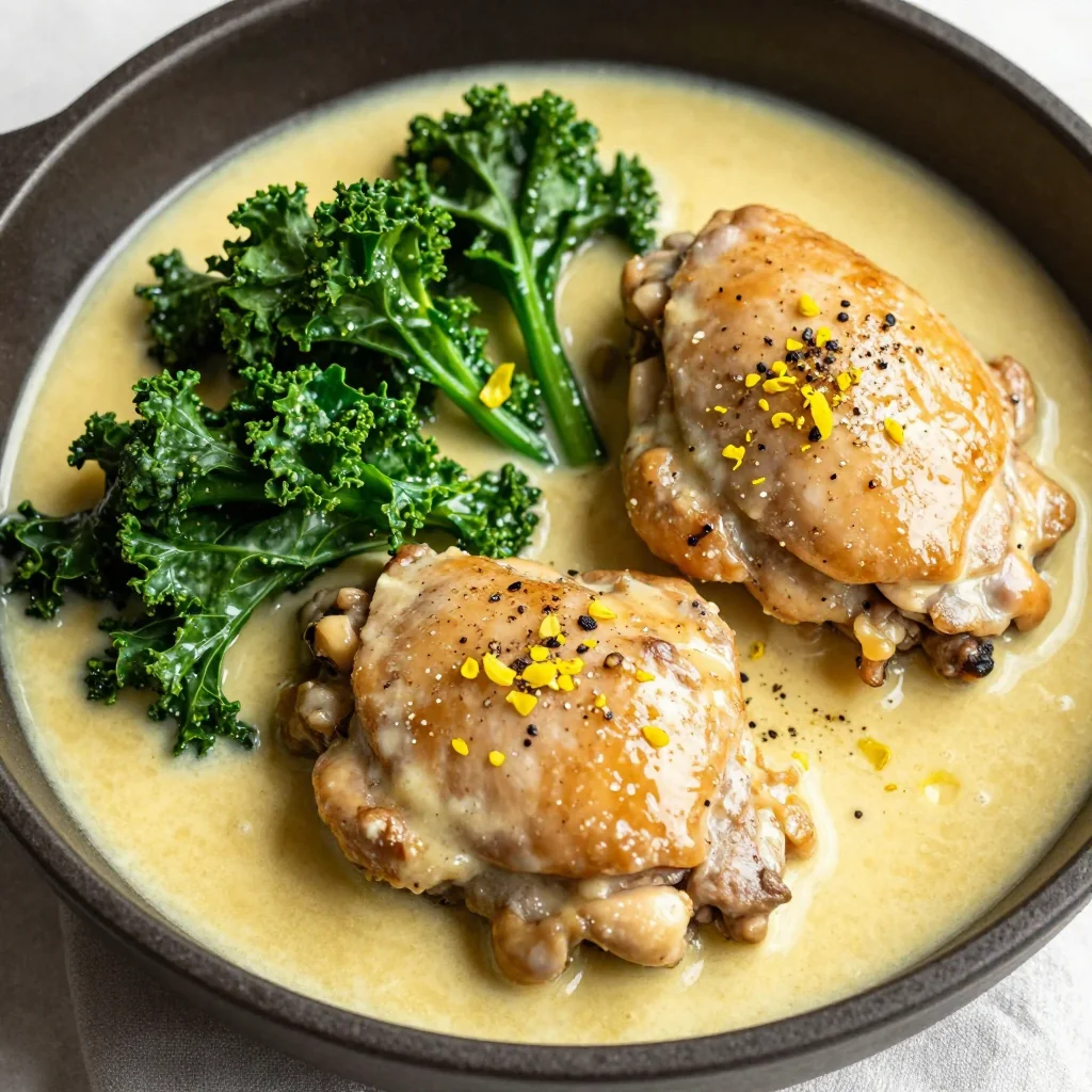 creamy lemon garlic chicken with kale for healthy winter dinners