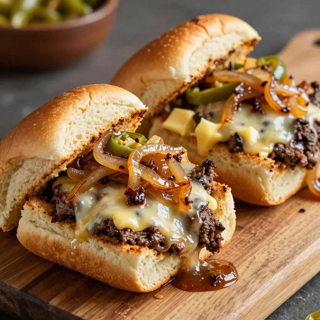 Football Philly Sliders With Cheese And Onions