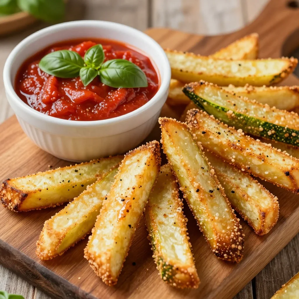 Crispy Baked Zucchini Fries with Marinara Dip