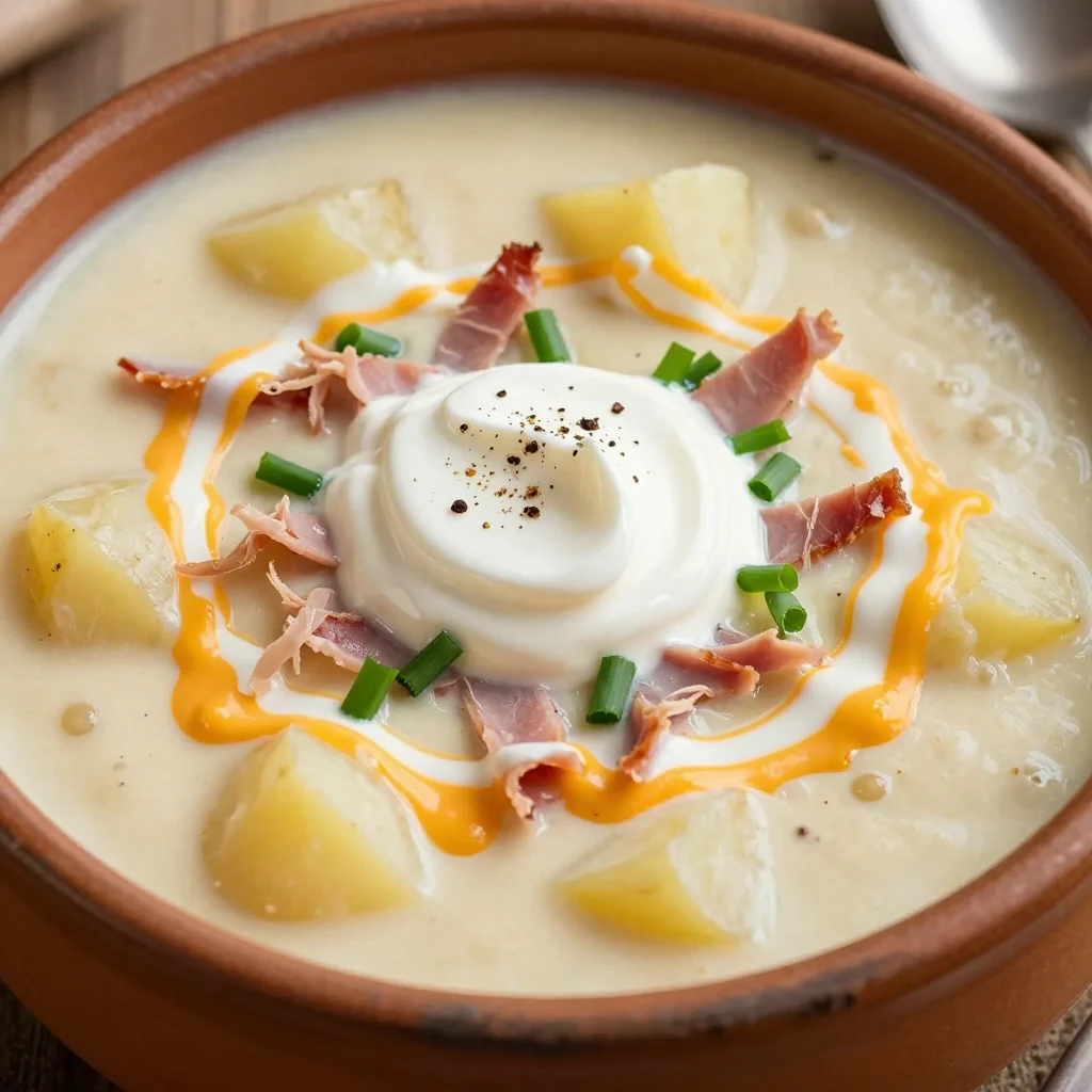 Pantry Challenge Potato Soup with Leftover Ham