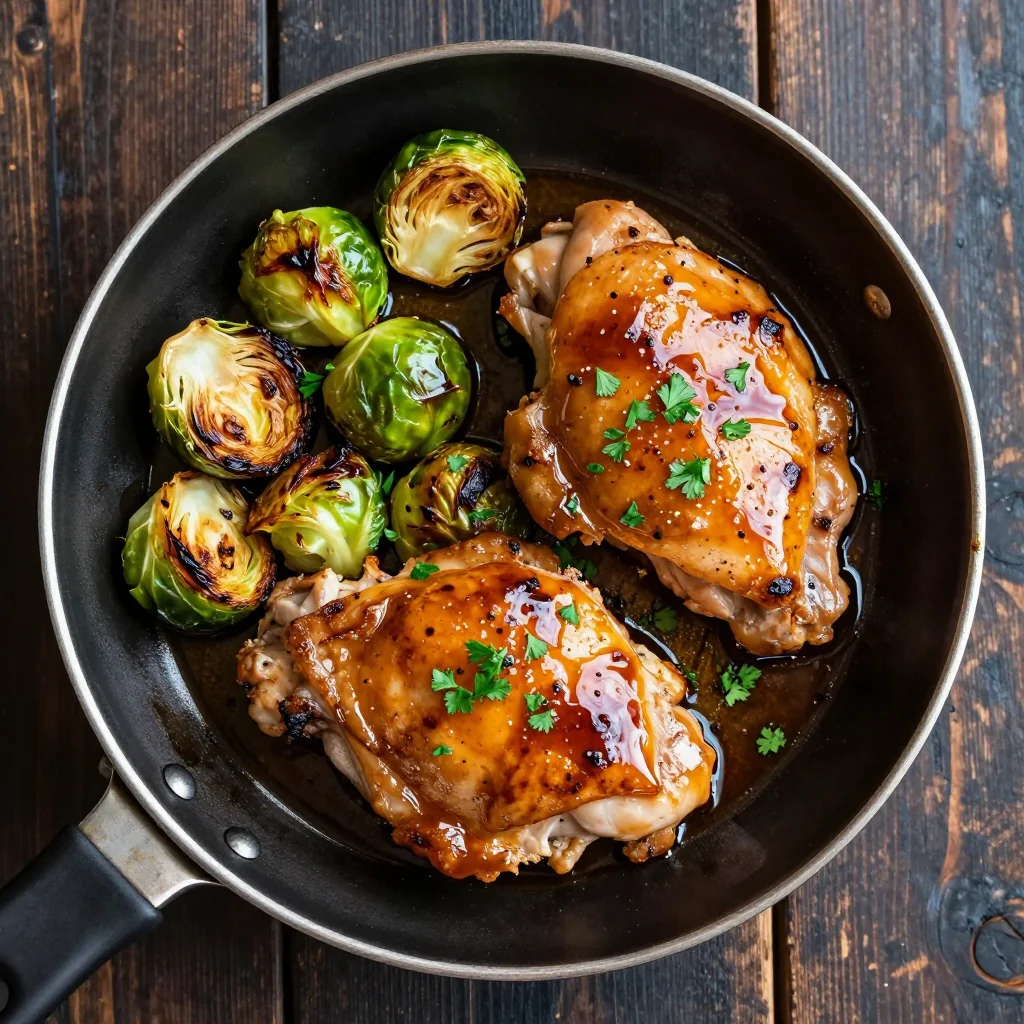 One Pan Honey Balsamic Chicken and Brussels Sprouts