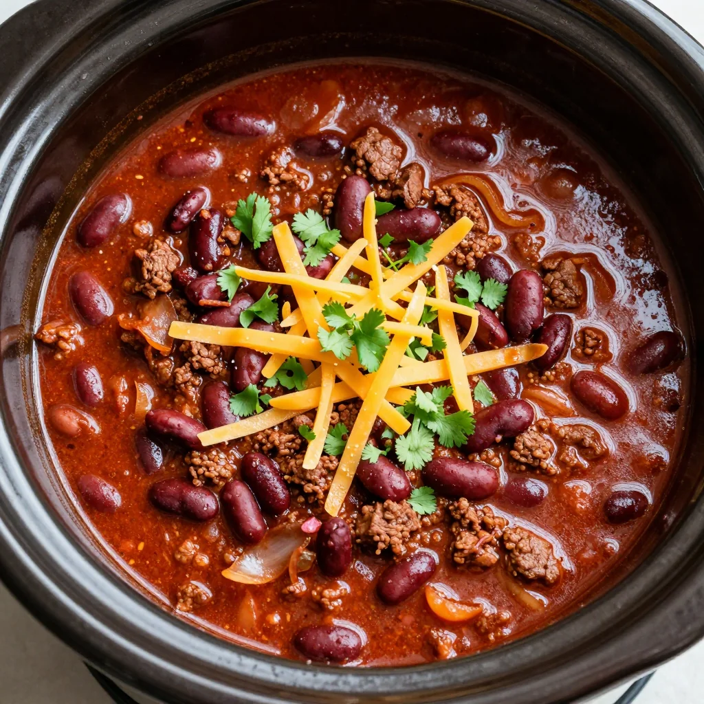 Easy Slow Cooker Beef and Bean Chili for NFL
