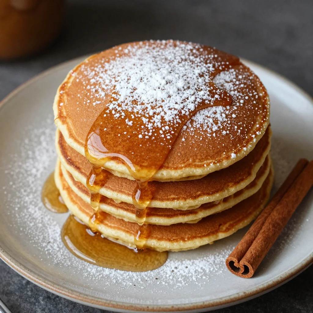 homemade gingerbread pancakes with spiced maple syrup for christmas