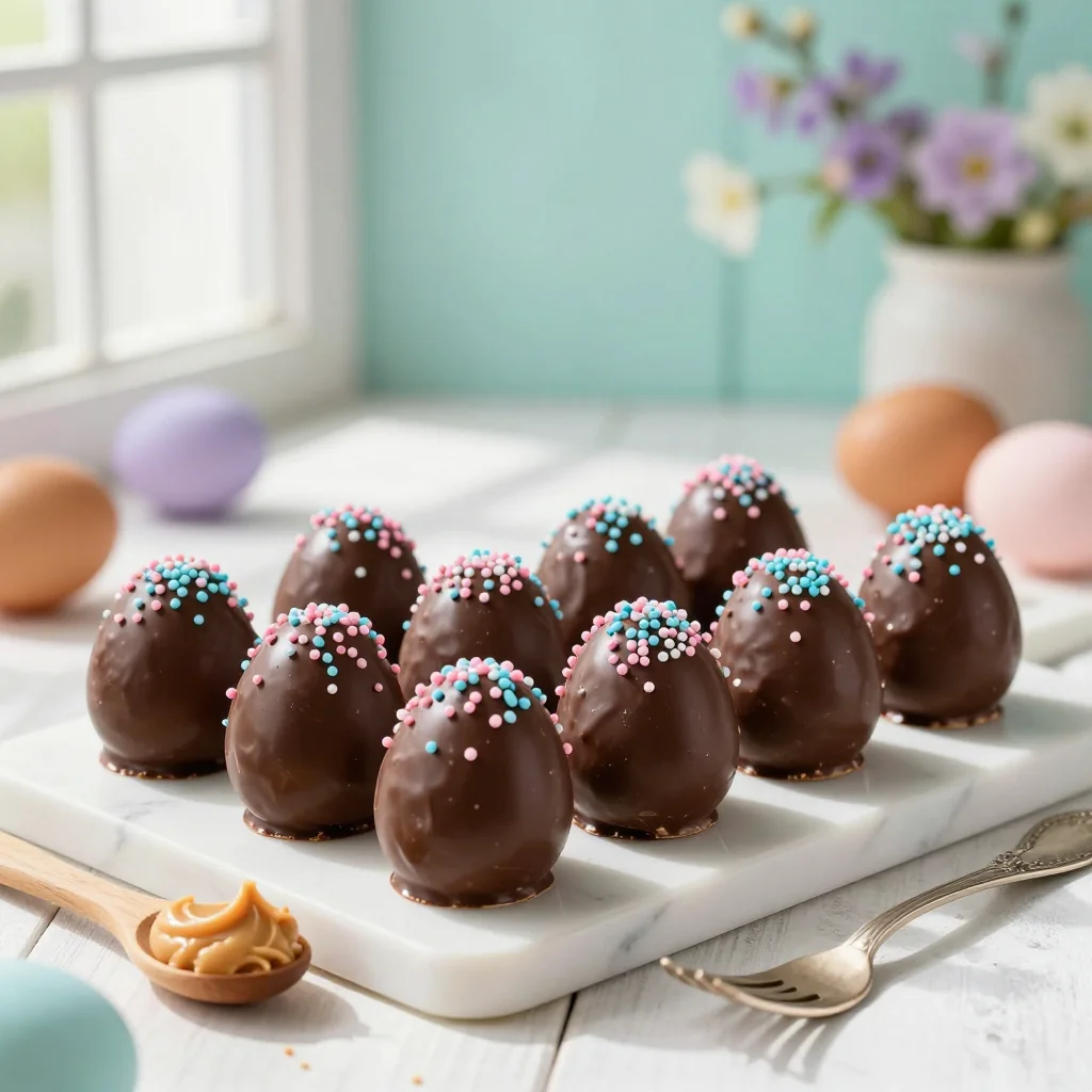 Peanut Butter Eggs with Chocolate Coating for Easter