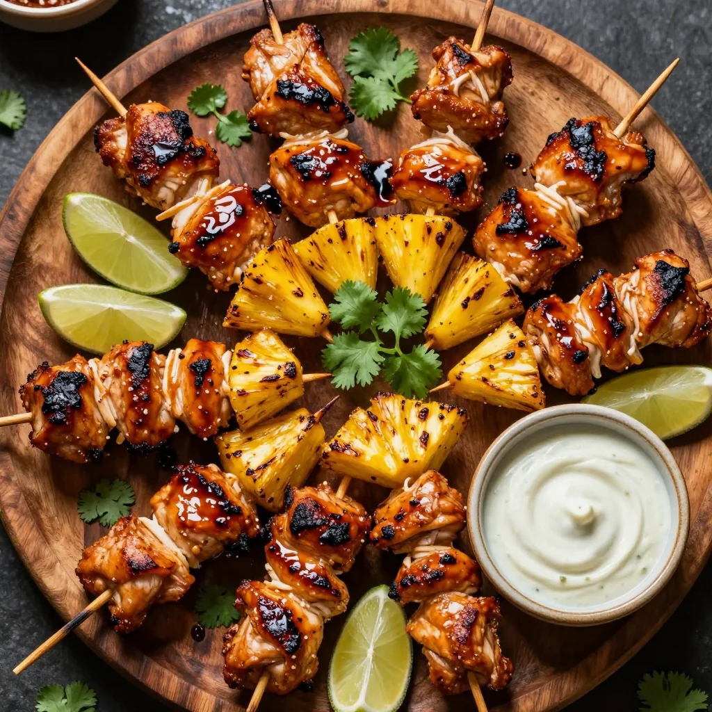Game Day BBQ Chicken Skewers with Pineapple Chunks