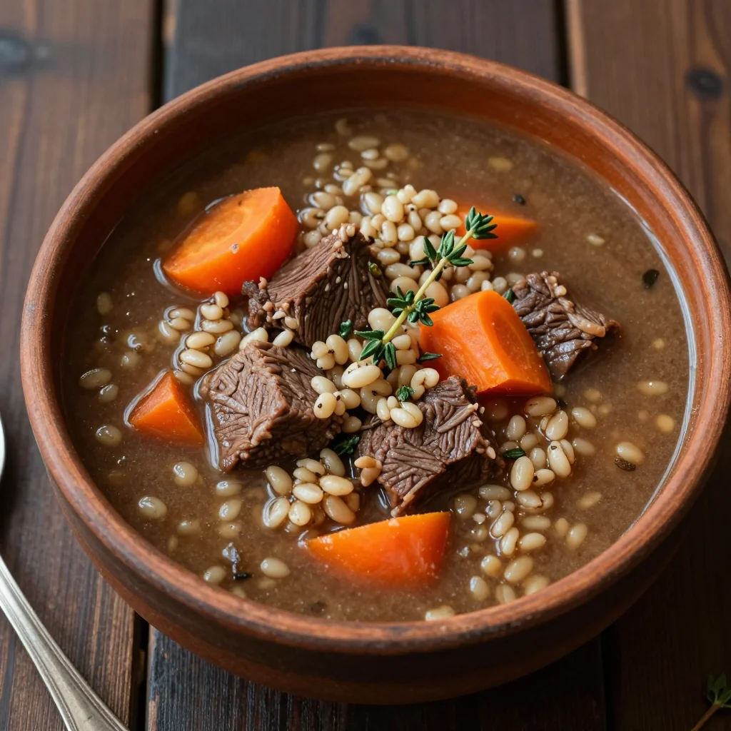Cozy Slow Cooker Beef and Barley Soup for Snow Days