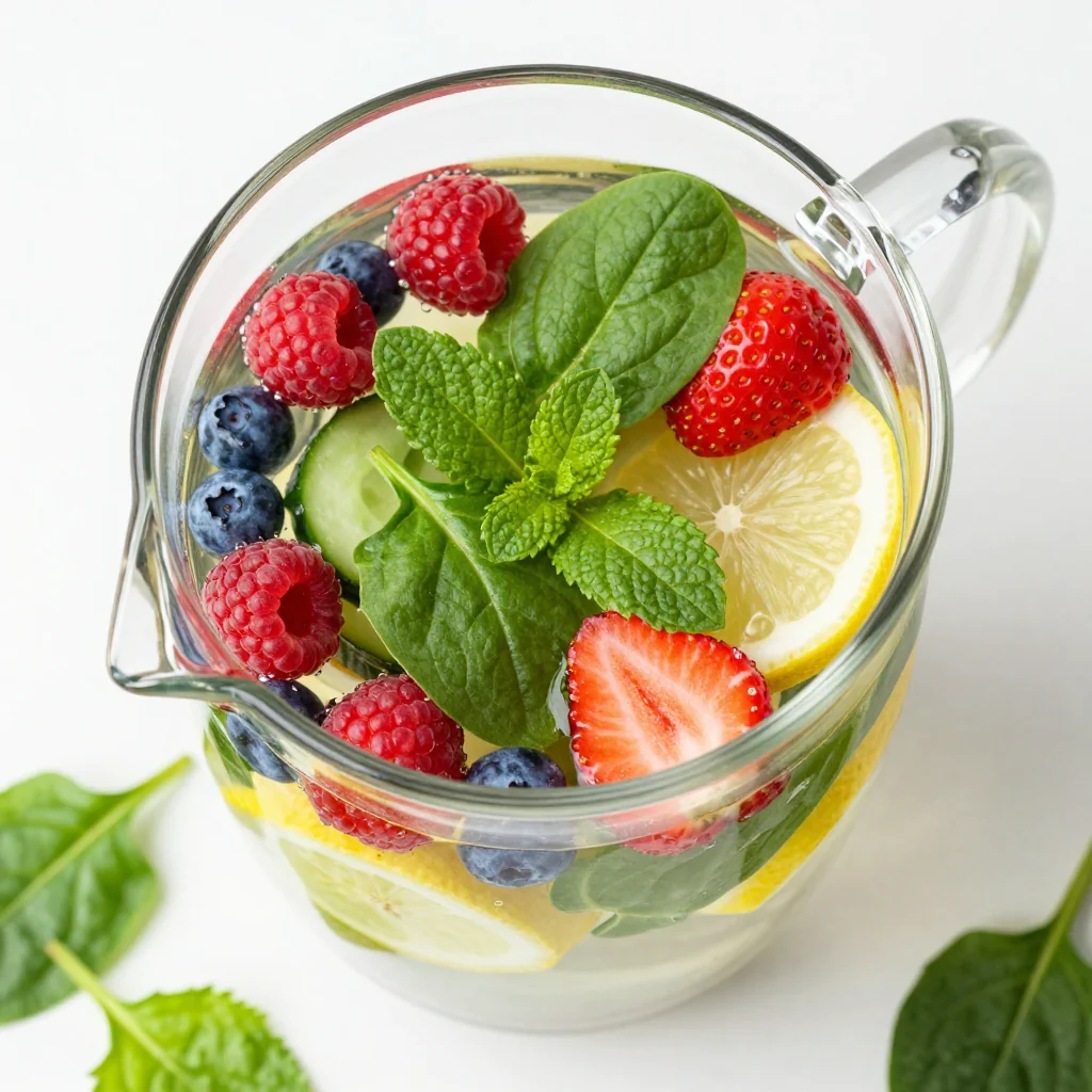 New Year's Day Detox Berry and Spinach Water