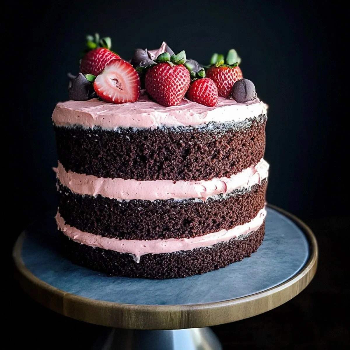 Decadent Chocolate Cake with Strawberry Buttercream Bliss