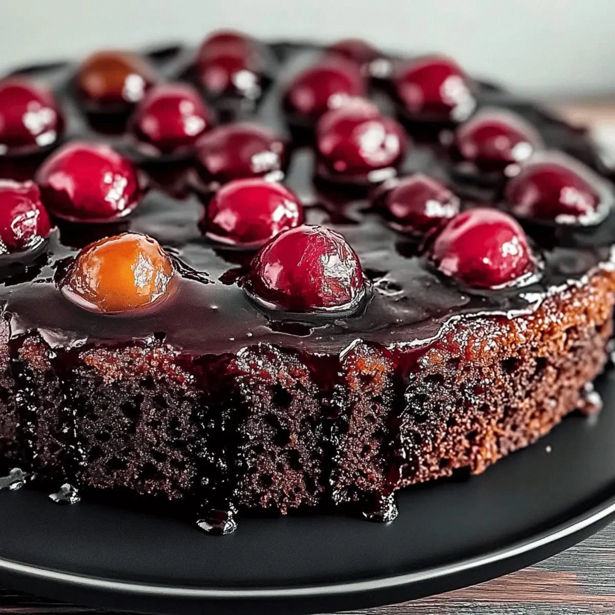 Decadent Chocolate Cherry Upside Down Cake for Sweet Moments
