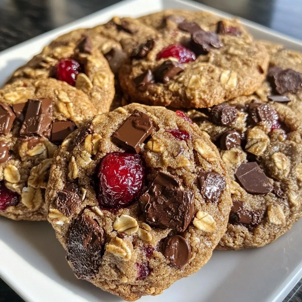 Decadent Dark Chocolate Cherry Oatmeal Cookies to Savor