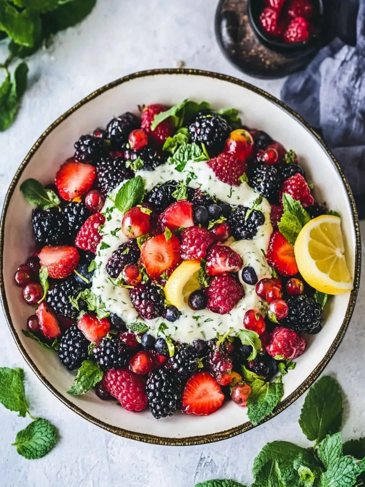 Delicious Berry Salad with Cre