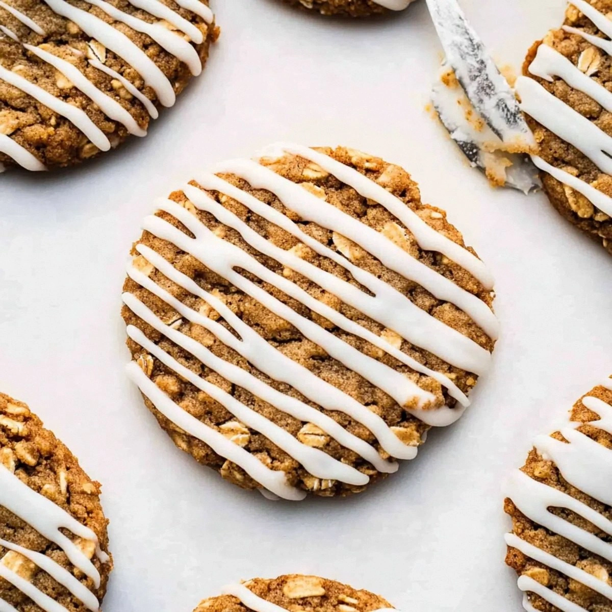 Delicious Iced Gingerbread Oatmeal Cookies Under 90 Calories