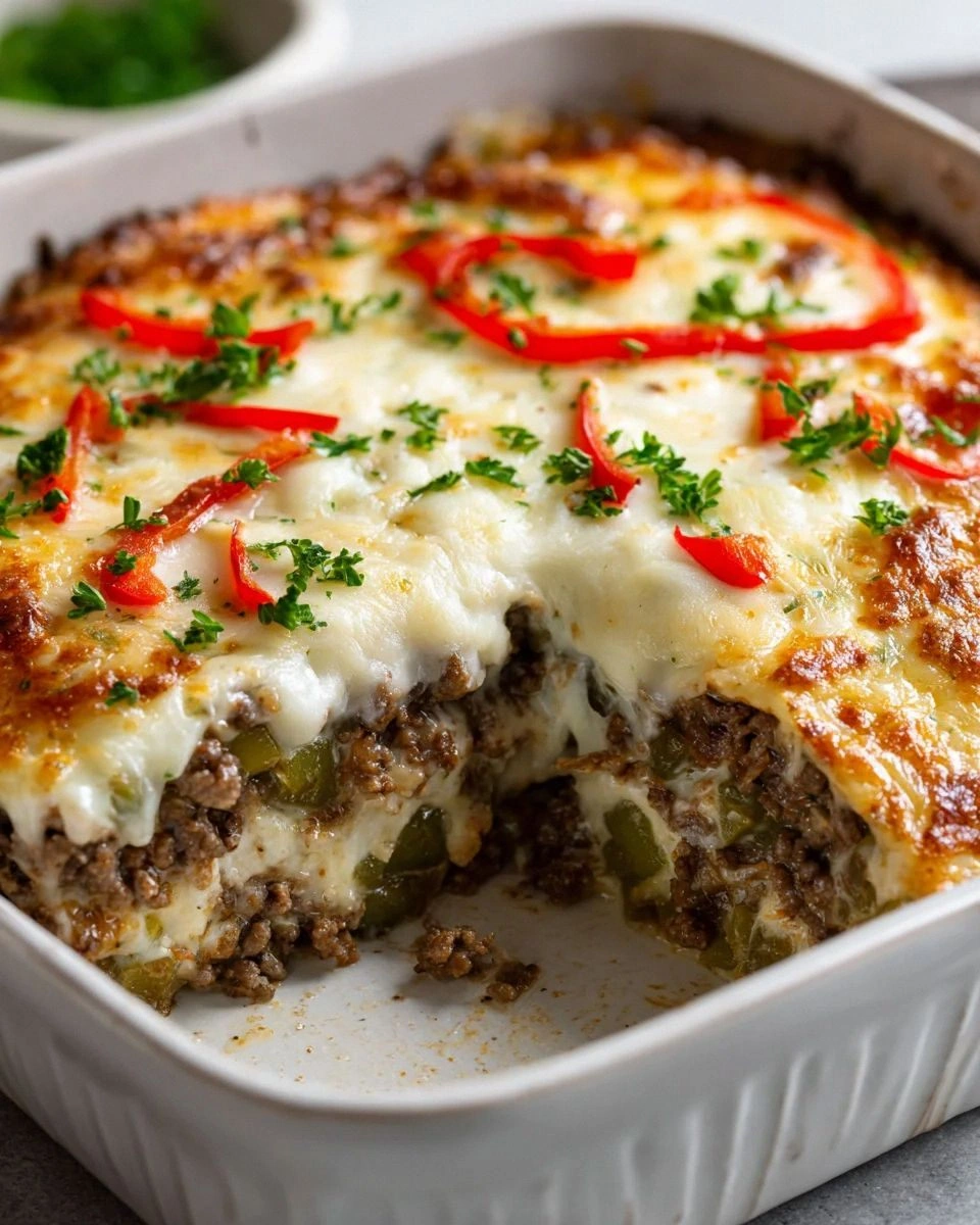 Delicious Low Carb Philly Cheesesteak Casserole Recipe!