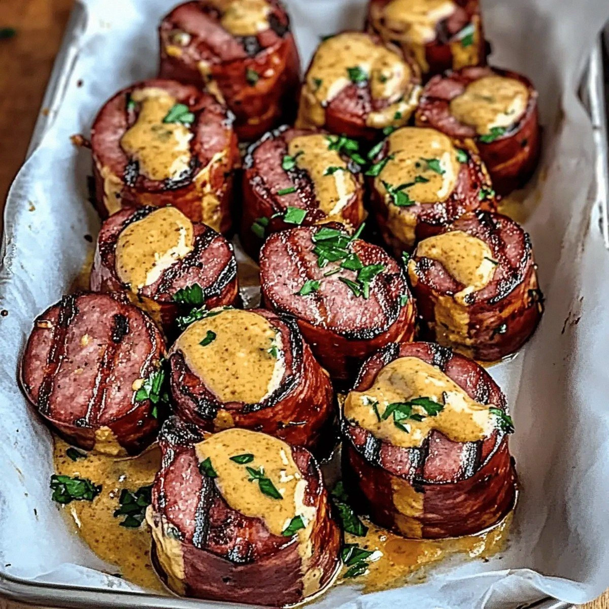 Delicious Mustard Hasselback Kielbasa Bites for Flavorful Fun