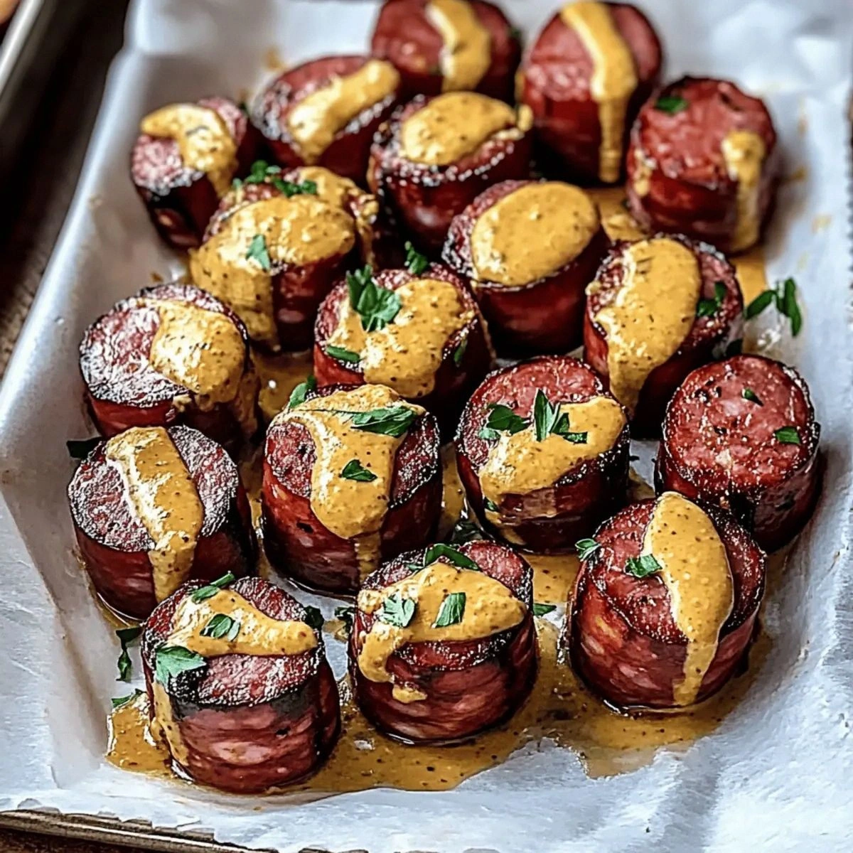 Delicious Mustard Hasselback Kielbasa Bites for Flavorful Fun