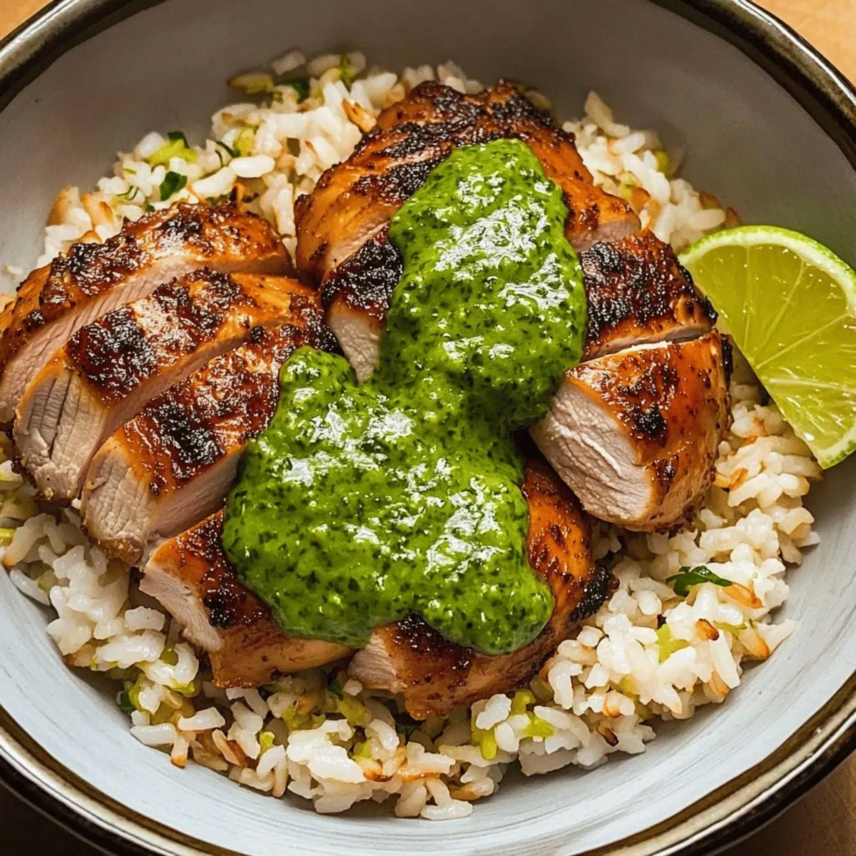 Delicious Peruvian Chicken And Rice with Zesty Herb Sauce