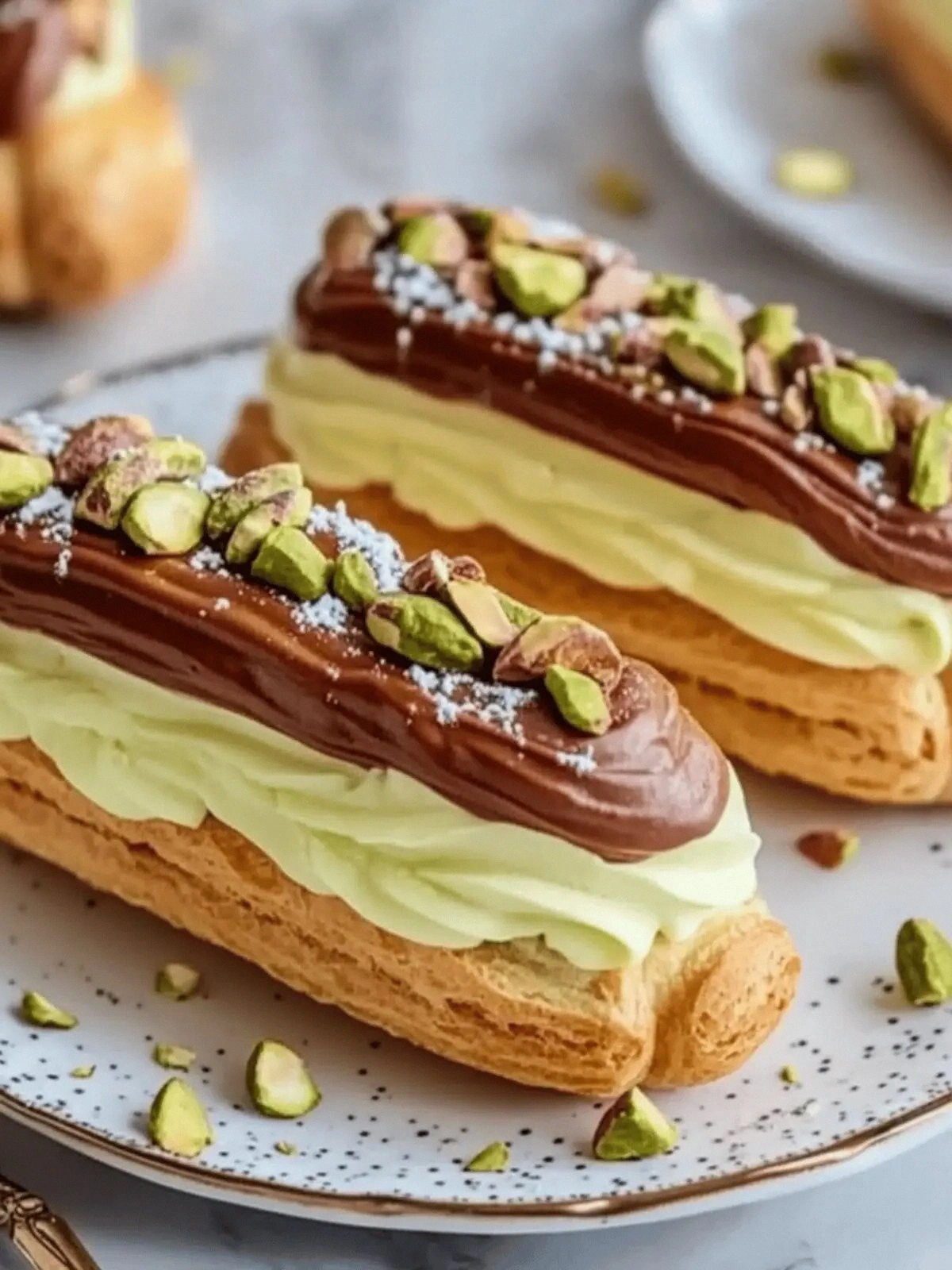 Delicious Pistachio Éclairs wi