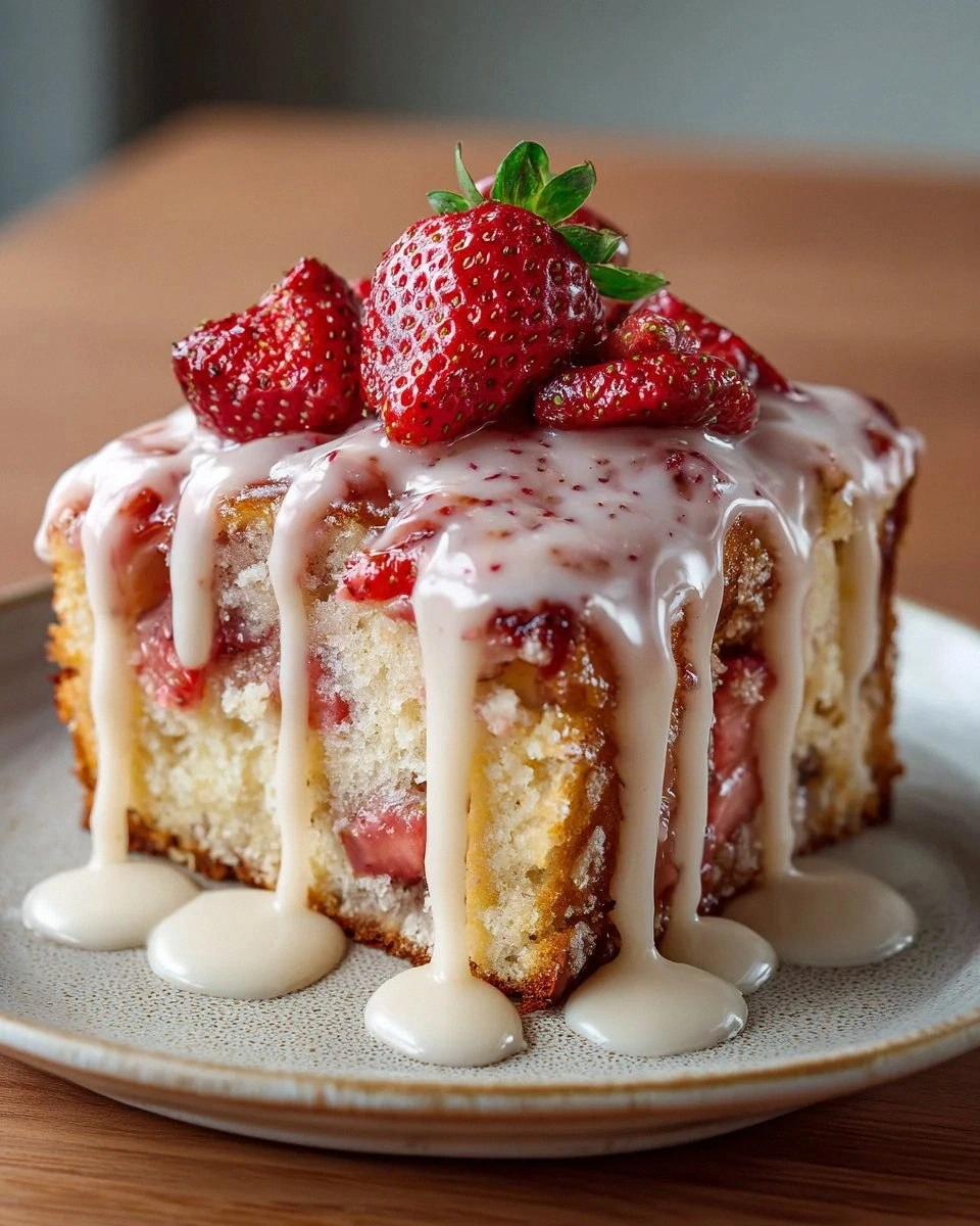 Delicious Strawberry Honeybun Cake with Creamy Icing Recipe