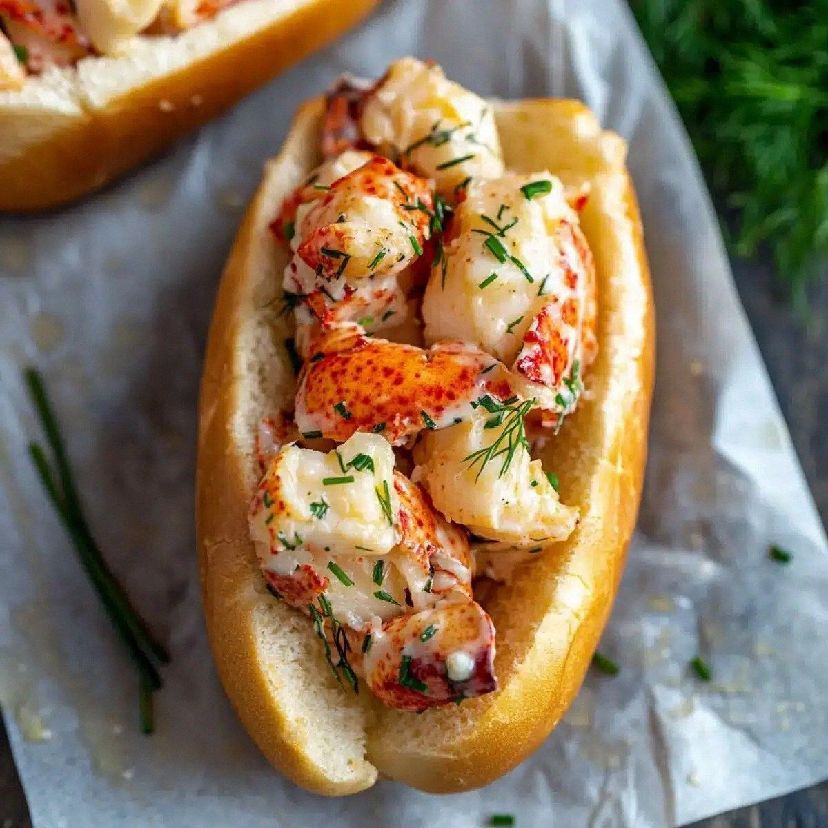 Delicious Warm Lobster Roll with Buttery Herb Bliss