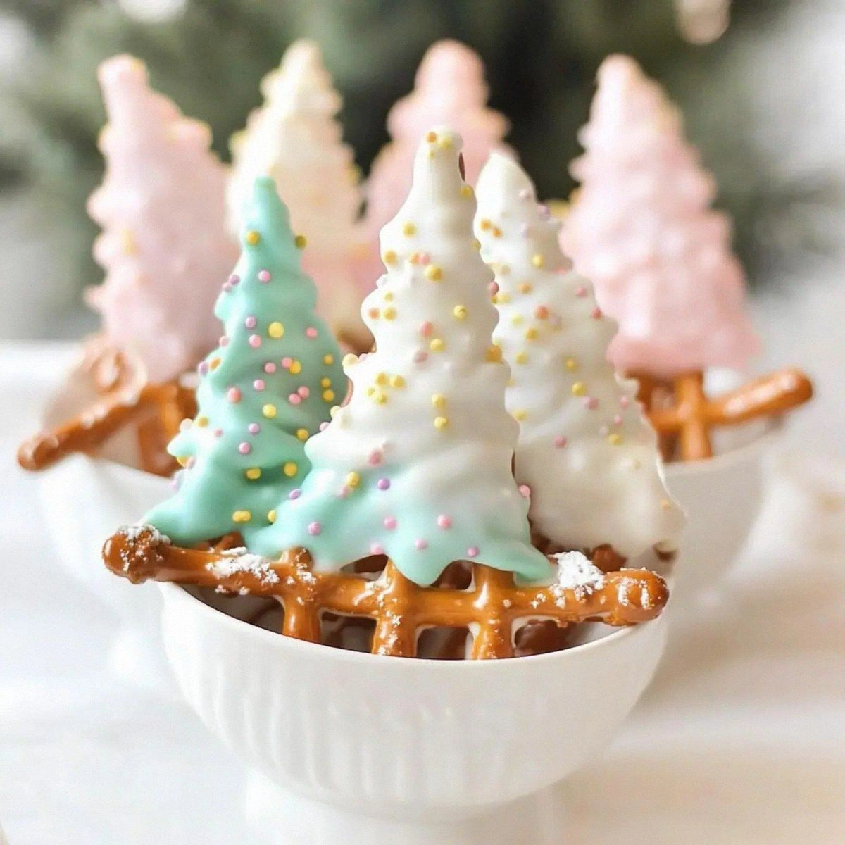 Delicious White Chocolate Pretzel Trees for Holiday Fun