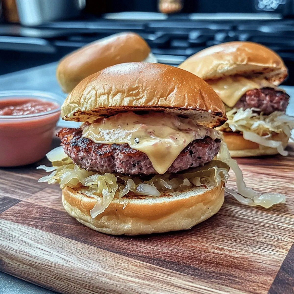 Deliciously Lightened Reuben-Style Cheeseburgers You’ll Love