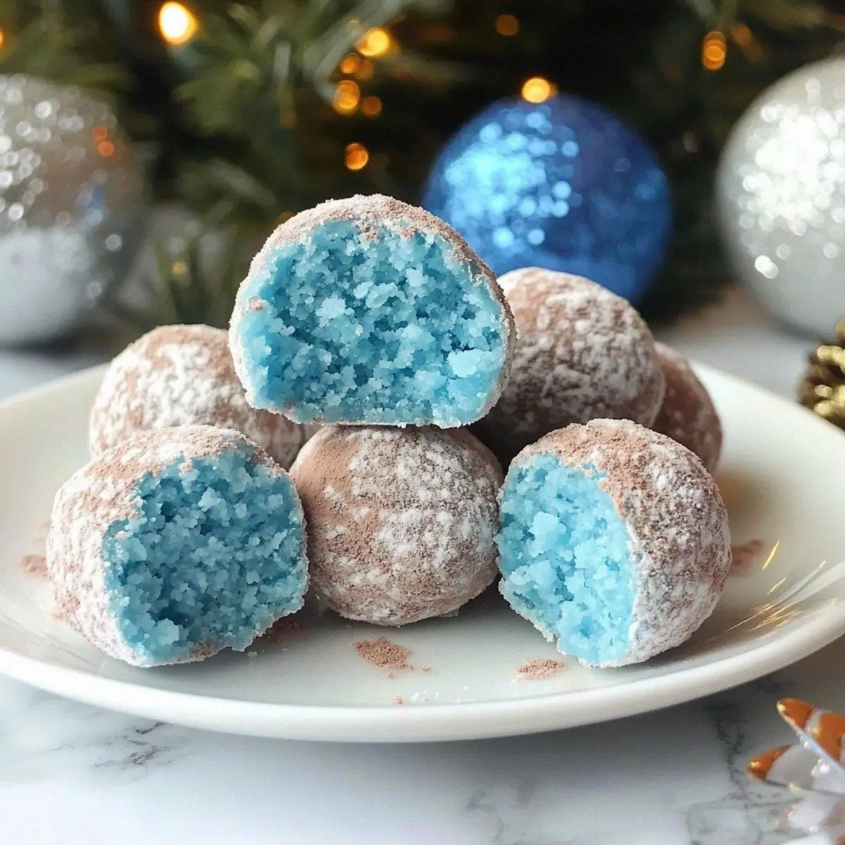 Delightful Blue Christmas Truffles for a Festive No-Bake Treat