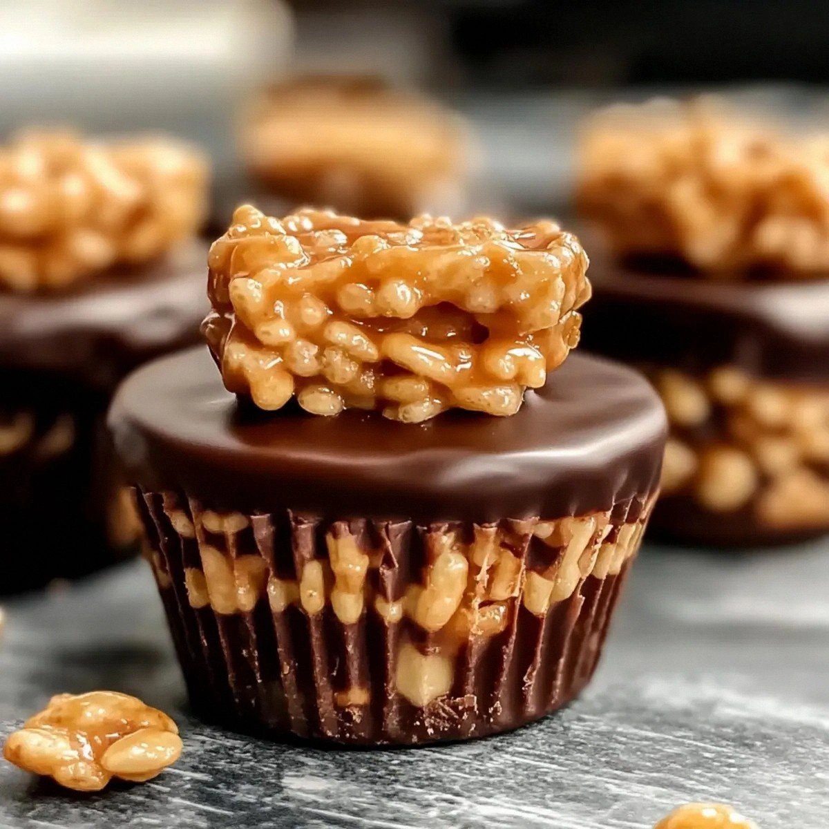 Delightfully Crunchy Chocolate Peanut Butter Rice Krispie Cups