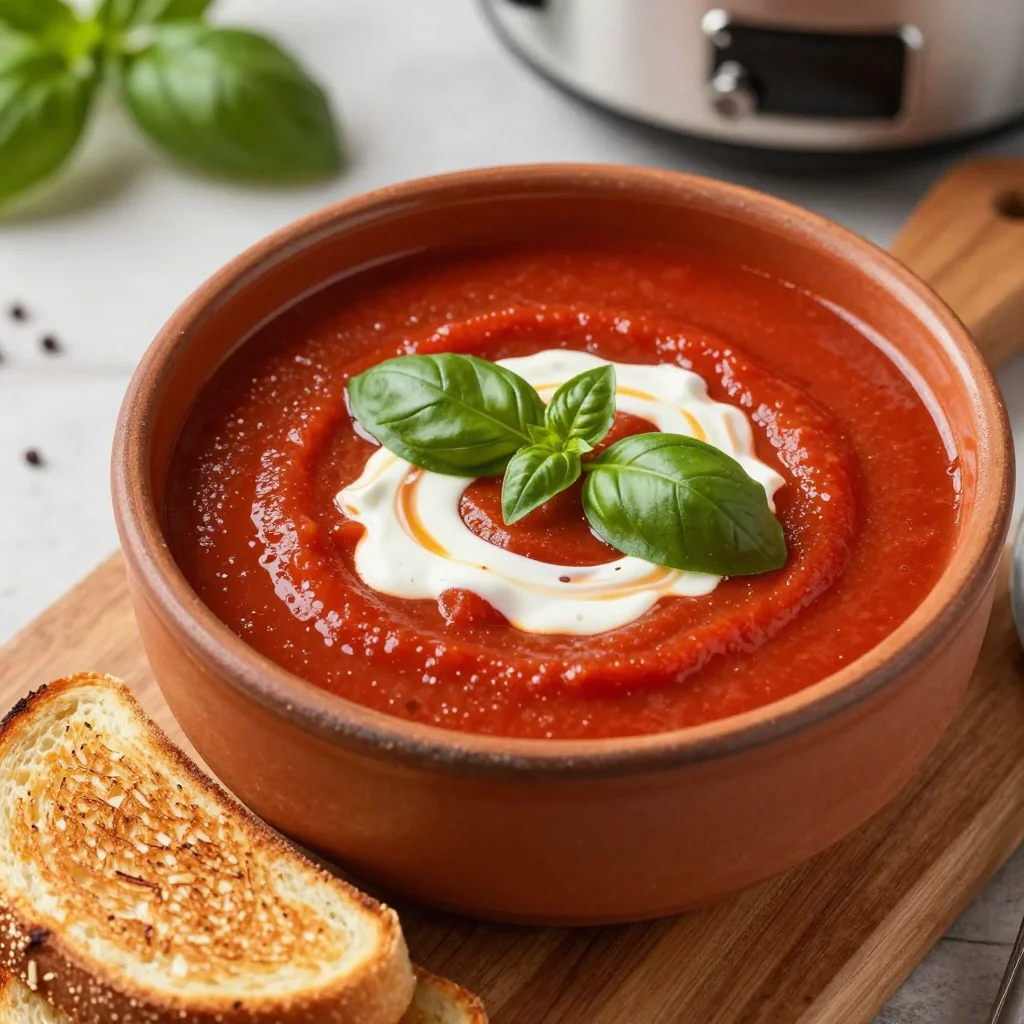 Slow Cooker Creamy Tomato Soup for NFL Sundays