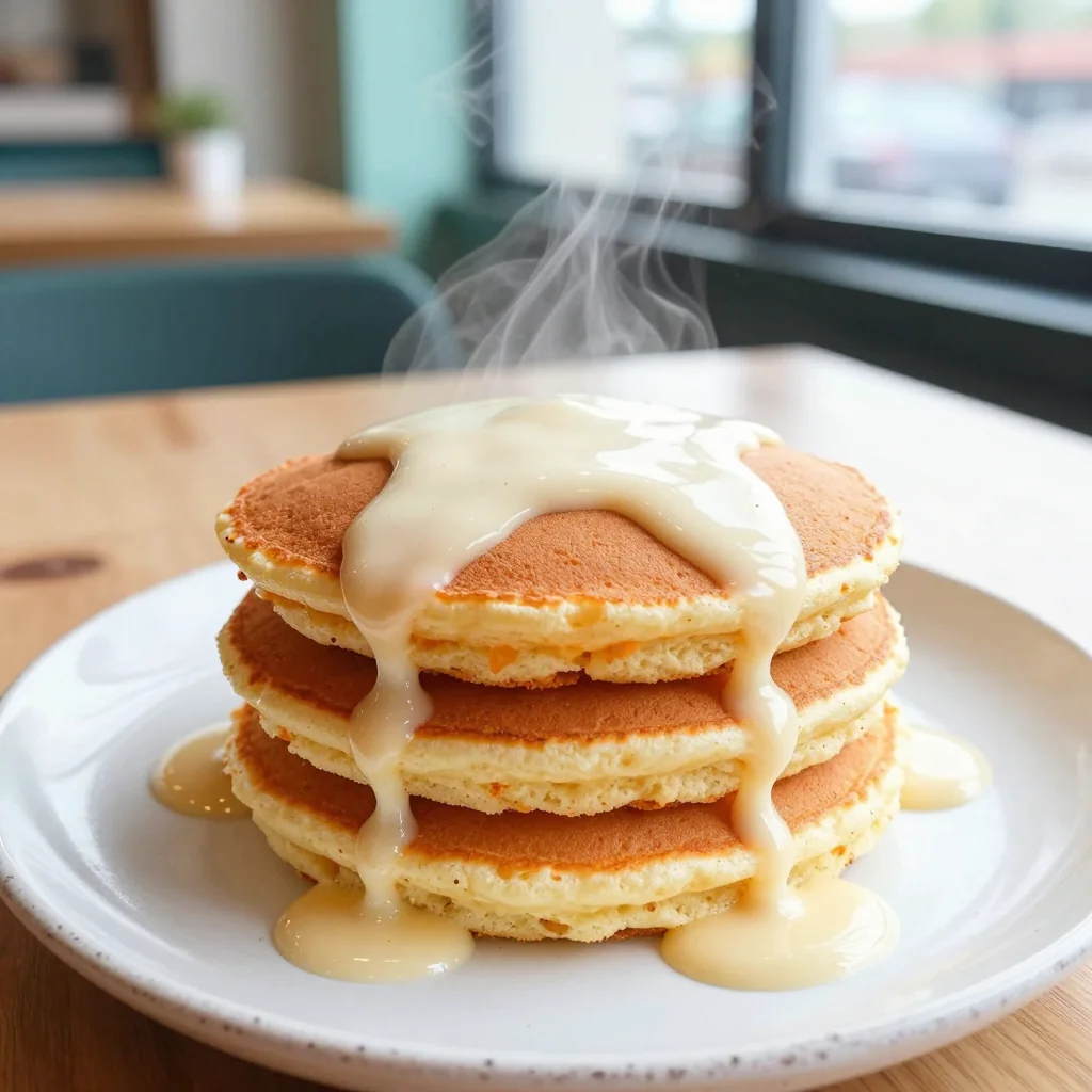Fluffy Carrot Cake Pancakes with Cream Cheese Syrup