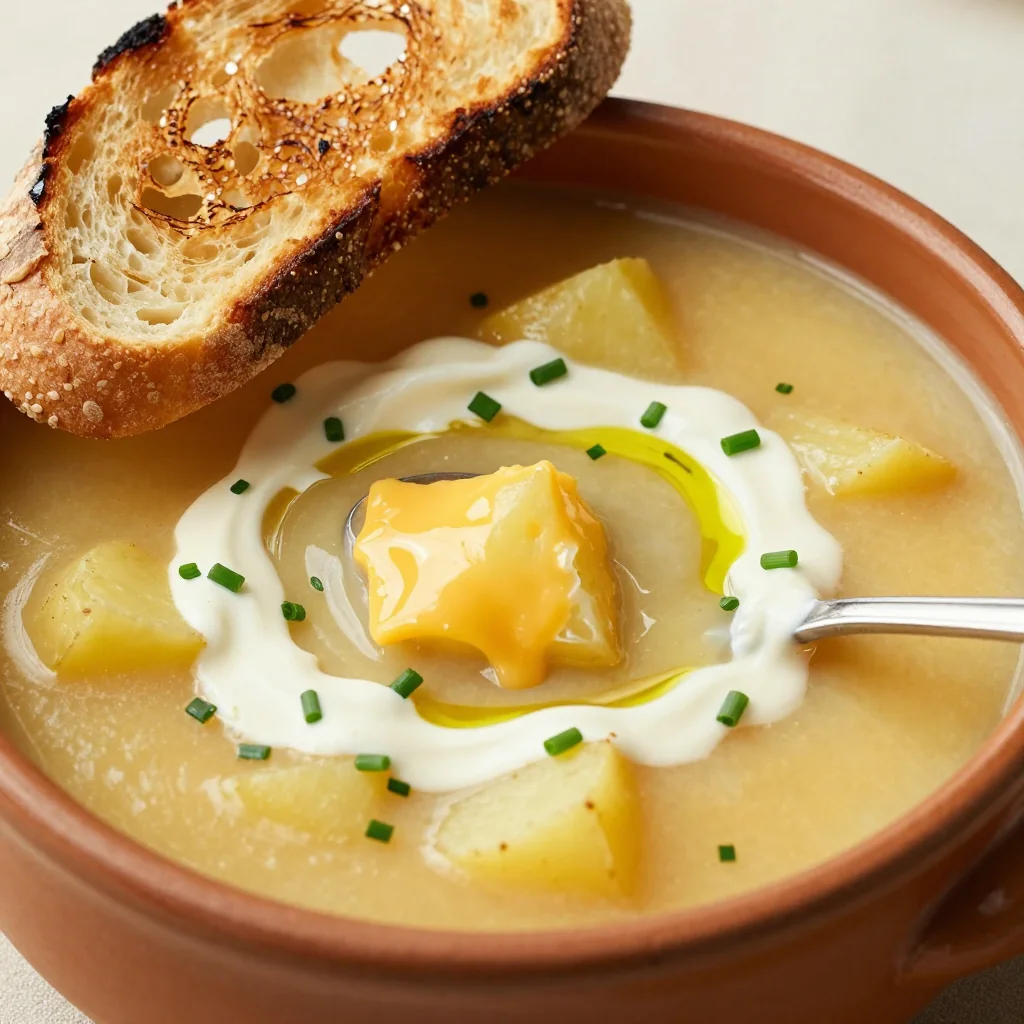 Creamy Potato and Cheddar Soup with Chives