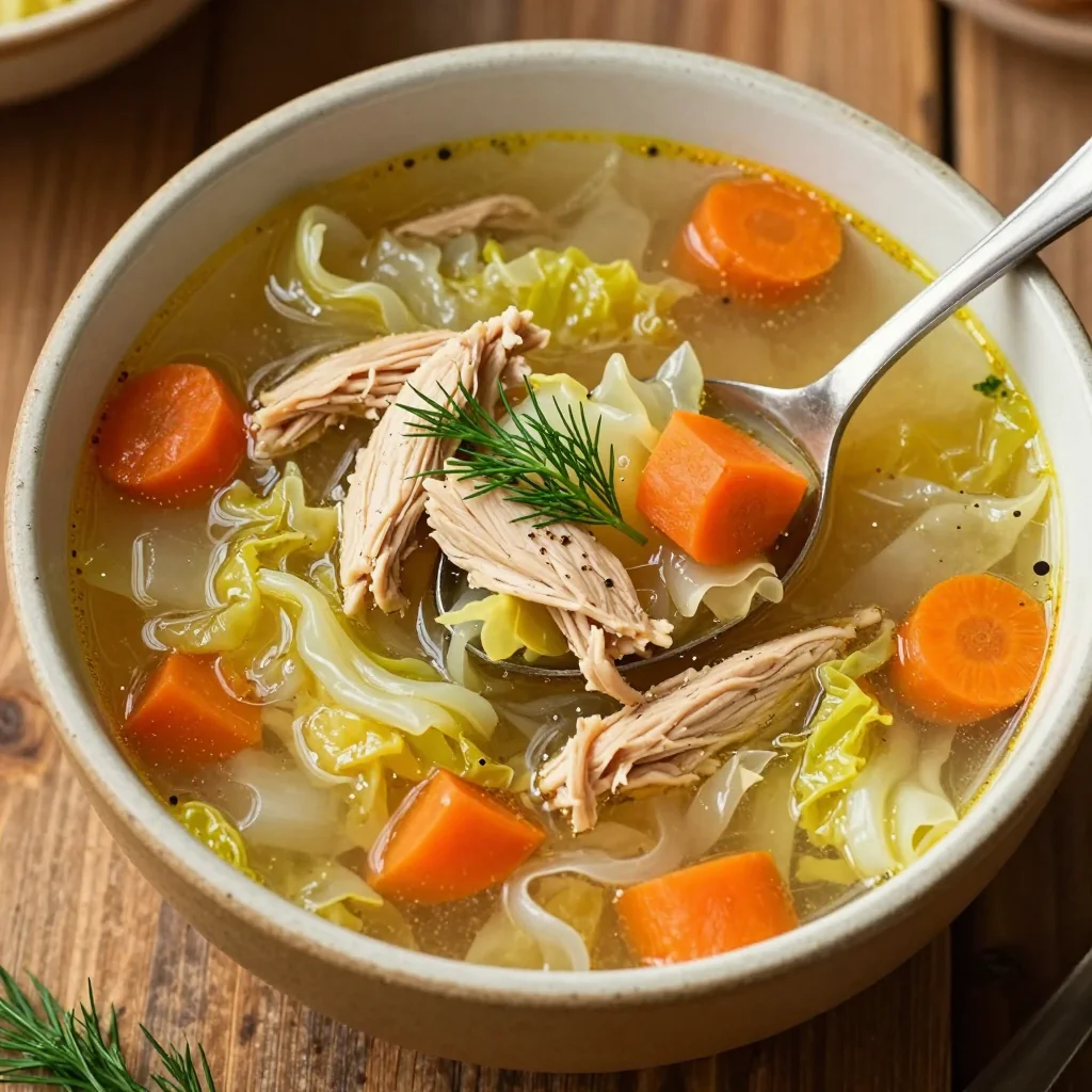 one pot chicken cabbage and carrot soup for easy winter dinners