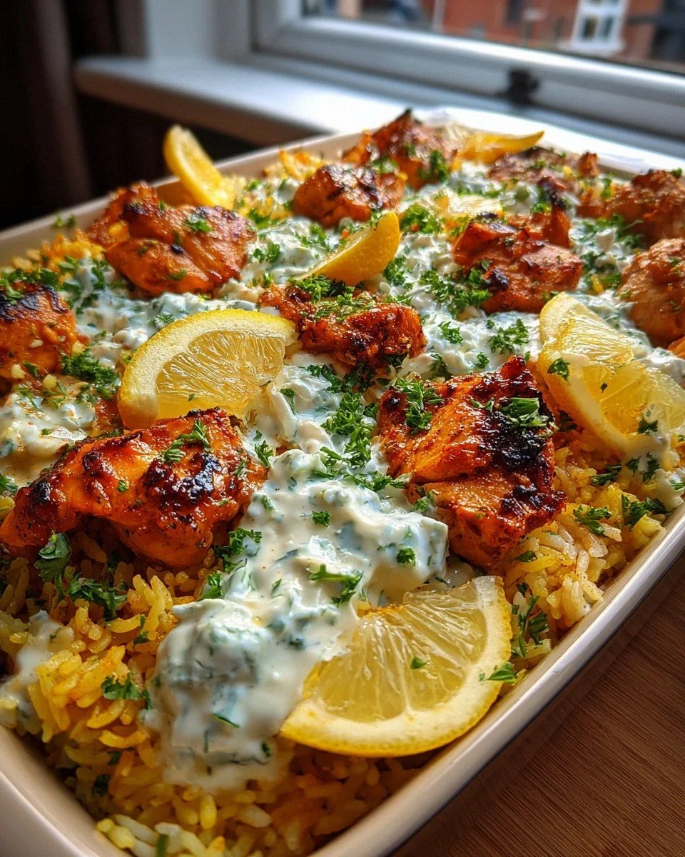 Dump and Bake Chicken Tzatziki Rice: Easy One-Pan Delight!