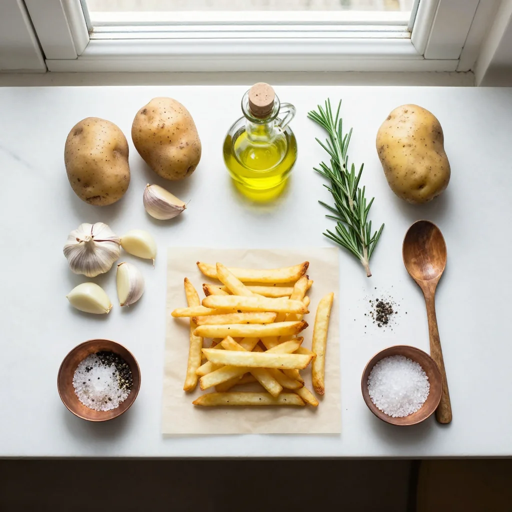 All ingredients for Garlic Fries Air Fryer