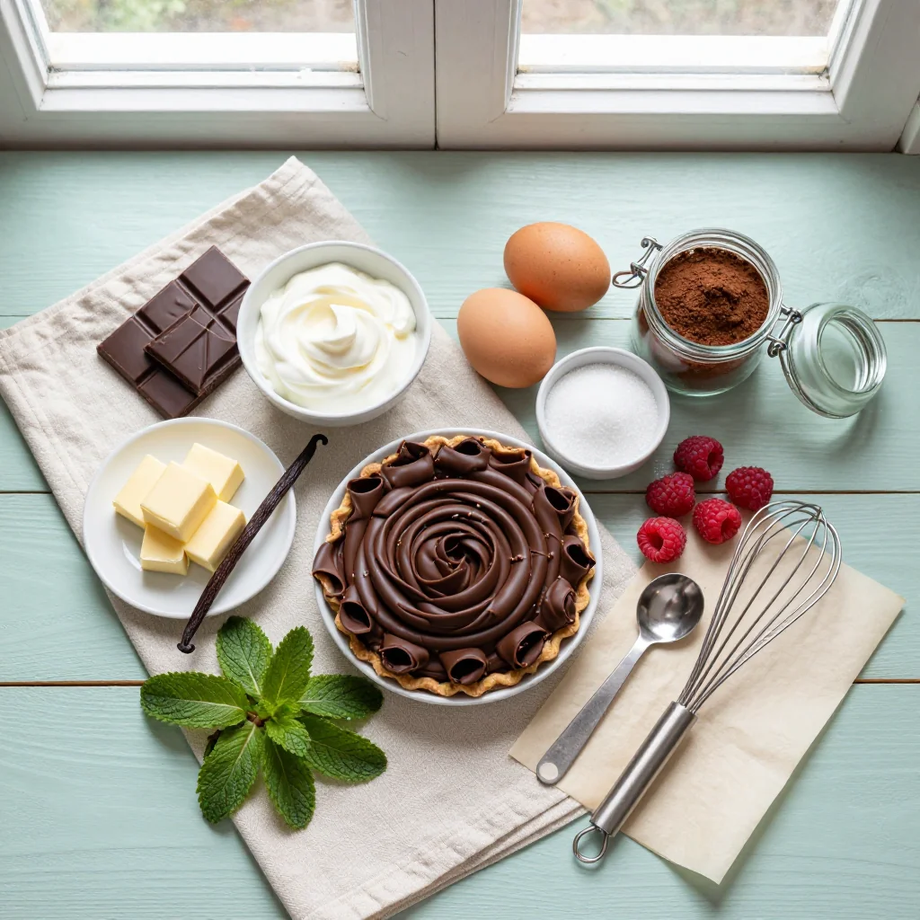 All ingredients for French Silk Pie with Homemade Chocolate Curls