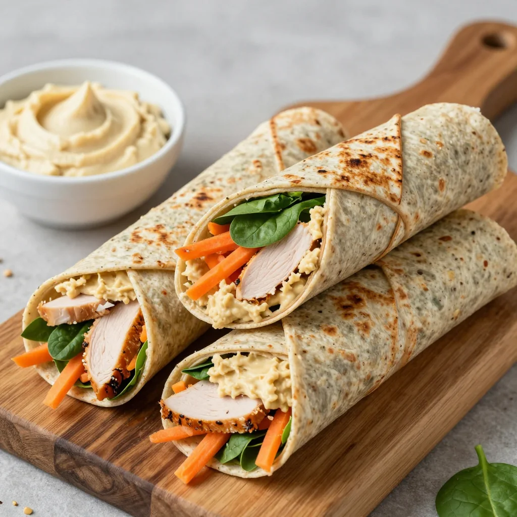 Kid-Friendly Turkey Wraps with Hummus and Veggies