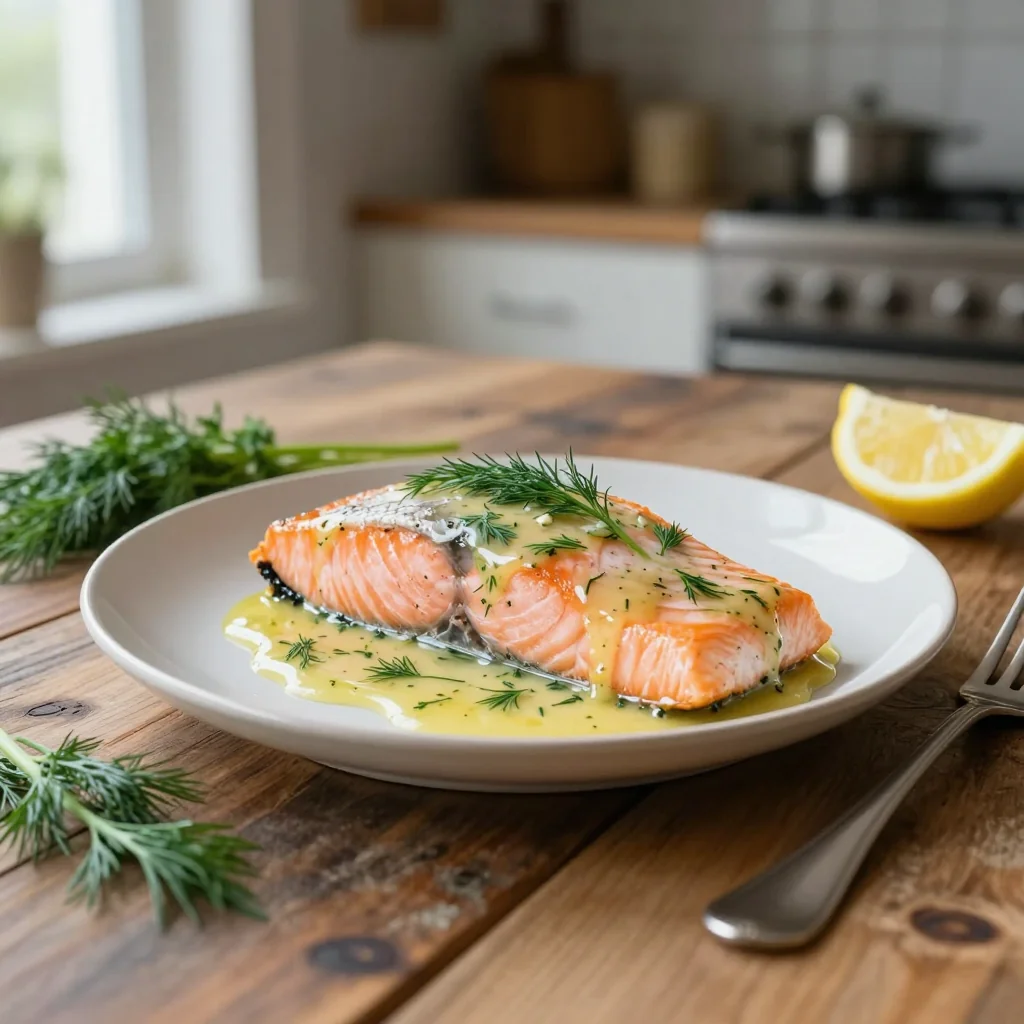 Salmon with Creamy Dill and Lemon Sauce