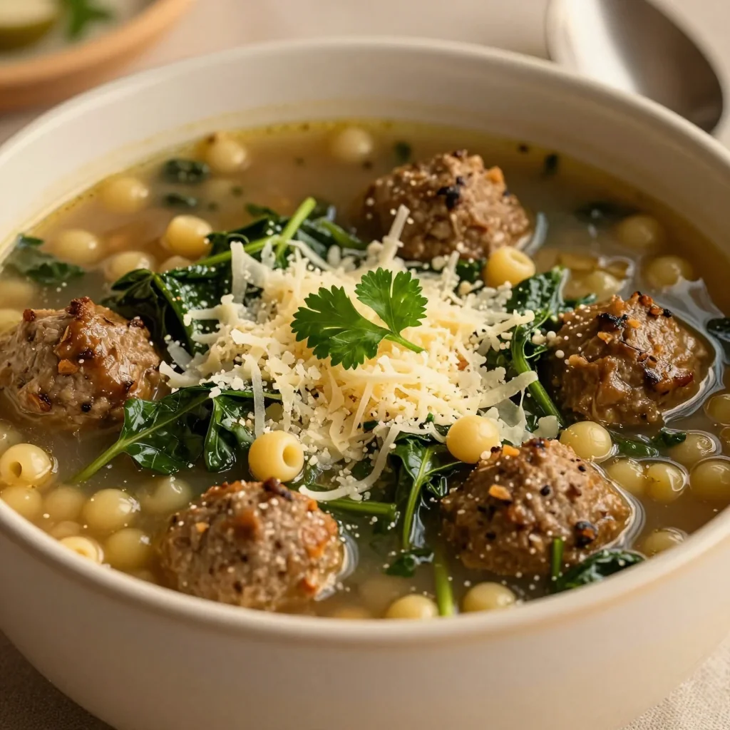 Winter Slow Cooker Italian Wedding Soup with Meatballs