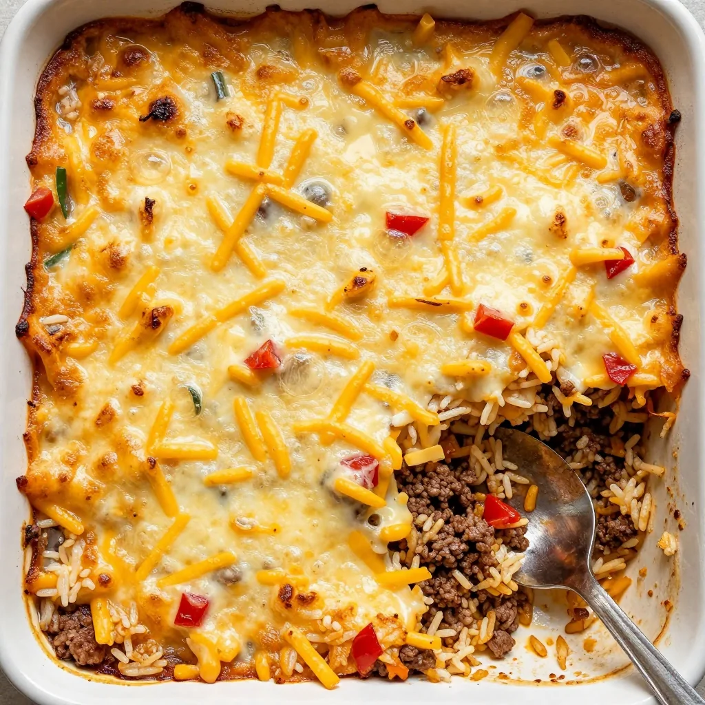 Kid-Friendly Cheesy Ground Beef and Rice Casserole