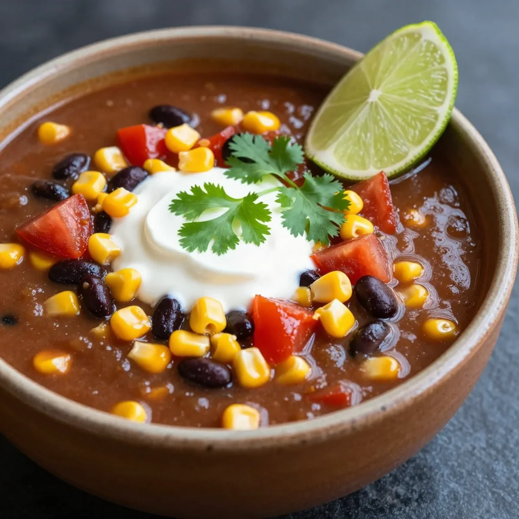 New Year's Day Slow Cooker Black Bean and Corn Salsa Soup