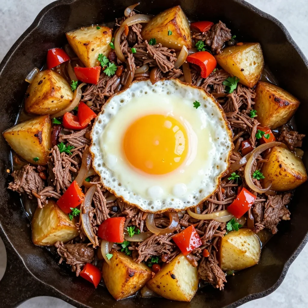 Slow Cooker Beef and Potato Hash for Breakfast